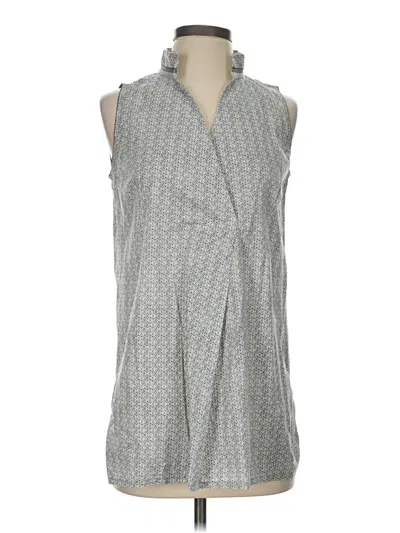 Pre-owned Lafayette 148 Sleeveless Button Down Shirt In Silver