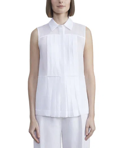 Lafayette 148 Sleeveless Button Down In White