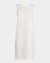 Lafayette 148 Sleeveless Cotton-blend Shift Dress In Sea Salt