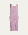 Lafayette 148 Sleeveless Crinkled Scoop-neck Midi Dress