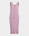 Lafayette 148 Sleeveless Crinkled Scoop-neck Midi Dress