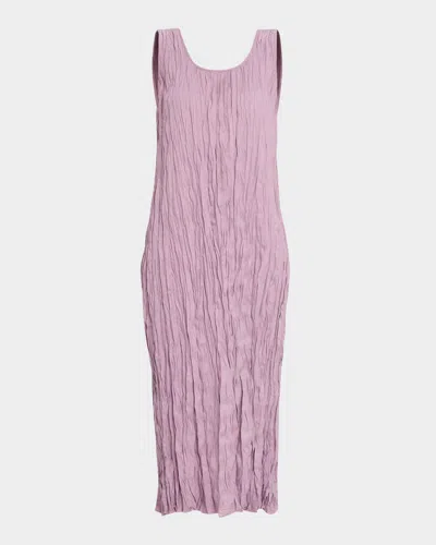LAFAYETTE 148 SLEEVELESS CRINKLED SCOOP-NECK MIDI DRESS