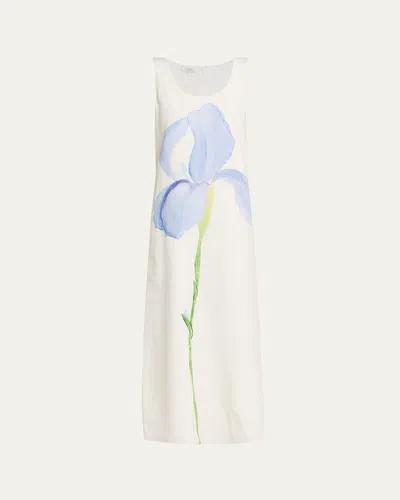 Lafayette 148 Sleeveless Flower Silk-linen Maxi Dress