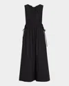 Lafayette 148 Sleeveless Gathered-waist Midi Dress In Black