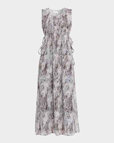 Lafayette 148 Sleeveless Gathered Waist Midi Dress In Multi