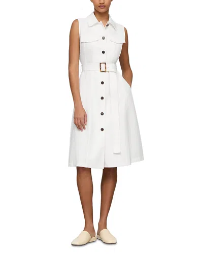 Lafayette 148 Sleeveless Knee Length Shirt Dress In White