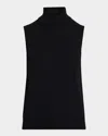 Lafayette 148 New York Sleeveless Turtleneck Cashmere Shell In Black