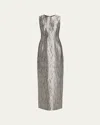 Lafayette 148 Sleeveless Metallic Jacquard Column Gown In Animal Print