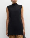 Lafayette 148 Responsible Matte Crepe Mockneck Tunic In Black