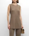 Lafayette 148 Ottoman Stitch Sleeveless Sweater In Concrete