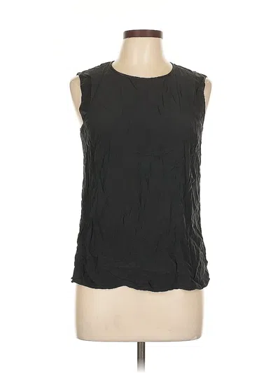 Pre-owned Lafayette 148 Sleeveless Silk Top Black Keyhole Neckline Tops