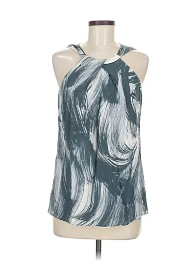 Pre-owned Lafayette 148 Sleeveless Silk Top Gray Halter Neckline Tops
