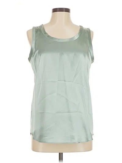 Pre-owned Lafayette 148 Sleeveless Silk Top Green Scoop Neck Tops