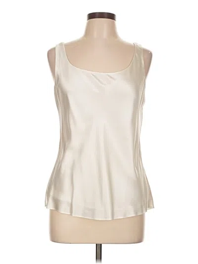 Pre-owned Lafayette 148 Sleeveless Silk Top Ivory Scoop Neck Tops In White