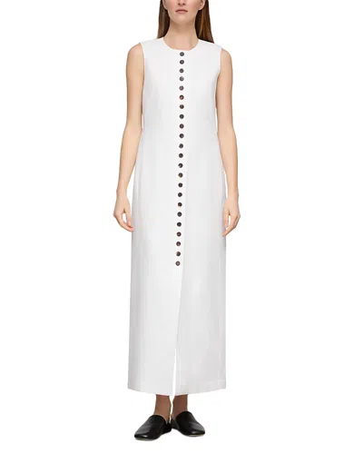 Lafayette 148 Linen Buttoned Sleevless Maxi Dress In White