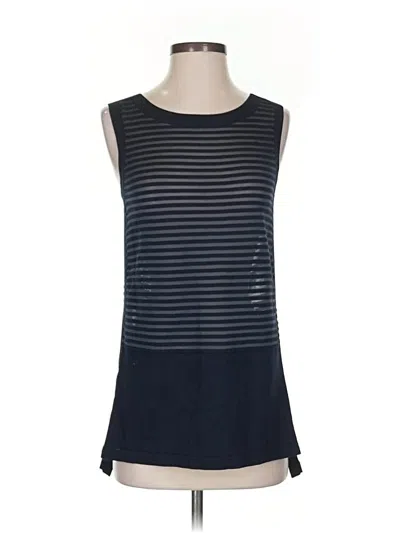 Pre-owned Lafayette 148 Sleeveless Top Black Boatneck Tops