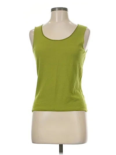 Pre-owned Lafayette 148 Sleeveless Top Green Scoop Neck Tops