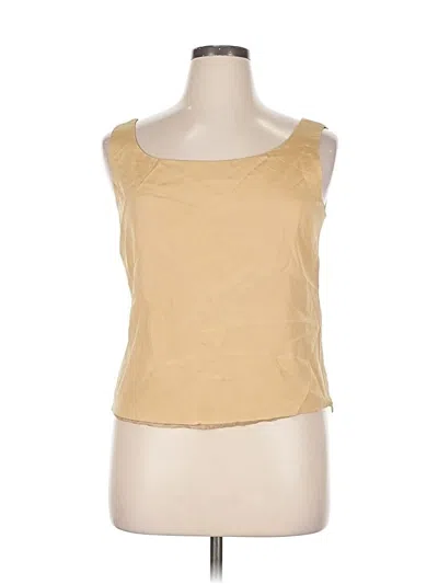 Pre-owned Lafayette 148 Sleeveless Top Tan Square Neckline Tops In Brown