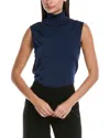 Lafayette 148 New York Sleeveless Turtleneck Shell In Blue