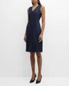 Lafayette 148 New York Stretch Wool V-neck Sheath Dress In Ink