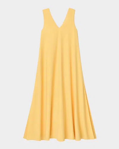 Lafayette 148 Sleeveless Viscose-silk Trapeze Maxi Dress In Yellow