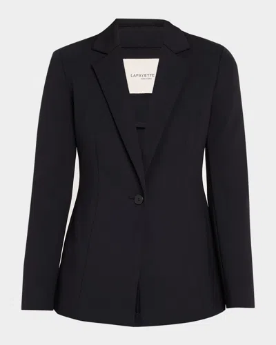 Lafayette 148 Plus Size Nappa Leather Single Button Blazer In Black