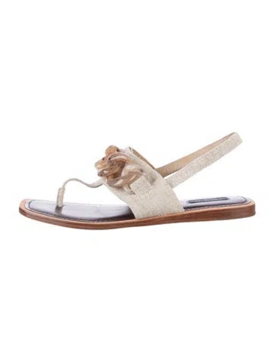 Pre-owned Lafayette 148 Slingback Sandals In Neutral