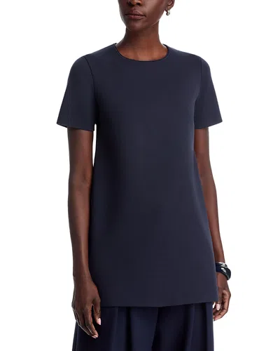 Lafayette 148 Slit Crewneck Tunic In Blue