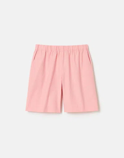 Lafayette 148 Slub Cotton Riverside Short In Pastel Pink Melange