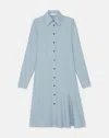 Lafayette 148 Slubbed Cotton Flounced Shirtdress In Venetian Sky Melange