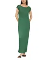 Lafayette 148 Satin Plisse Smocked Cap Sleeve Maxi Dress In Green