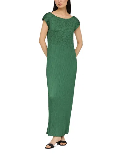 LAFAYETTE 148 SMOCKED EMBROIDERED MAXI DRESS