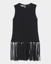 Lafayette 148 Silk Georgette Hand-smocked Lattice Fringed Blouse In Black