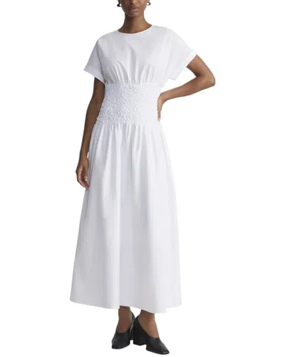 Lafayette 148 Smocked Waist Dress In White