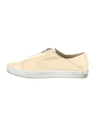 Pre-owned Lafayette 148 Snakeskin Espadrilles In White