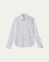 Lafayette 148 Snap-front Stretch Cotton Blouse In White