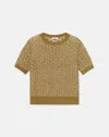 Lafayette 148 Textured Stitch Crewneck Sweater In Desert Grass,plaster
