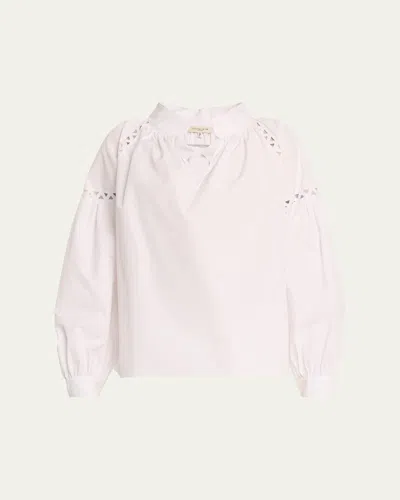 Lafayette 148 Soutache-inset Cotton Poplin Shirt In White