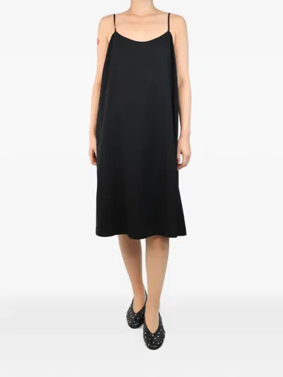 Pre-owned Lafayette 148 Spaghetti-strap Midi Dress In Black