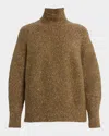 Lafayette 148 Speckled Knit Turtleneck Sweater In Brown