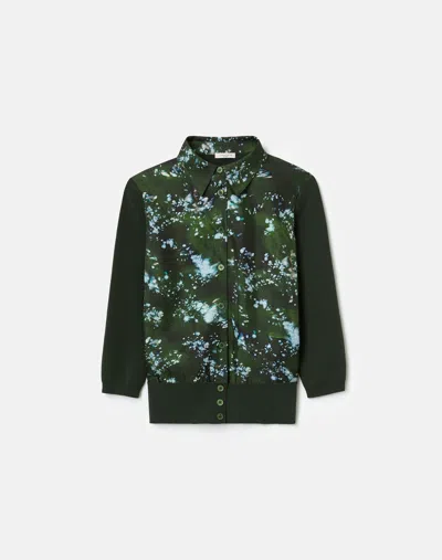 Lafayette 148 Splattered Glaze Print Silk & Finespun Voile Cardigan