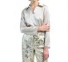 Lafayette 148 Split Collar Popover Blouse In Pearl In White