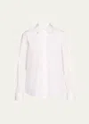 Lafayette 148 Split-sleeve Button-down Shirt In White