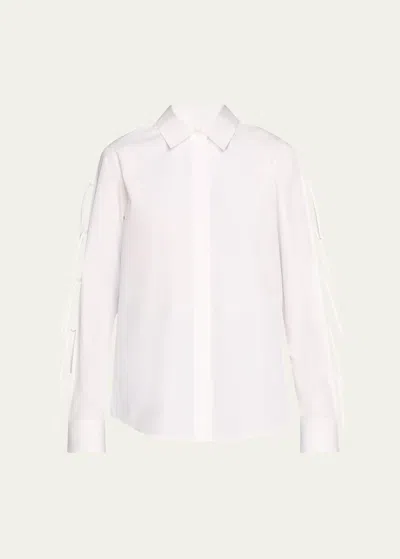 Lafayette 148 Split-sleeve Button-down Shirt In White