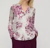 Lafayette 148 Spotted Glaze Print Silk Twill Collared Blouse In Violet Ash Multi In Multi