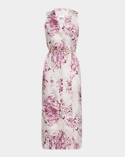 LAFAYETTE 148 SPOTTED GLAZE SILK TWILL MIDI DRESS