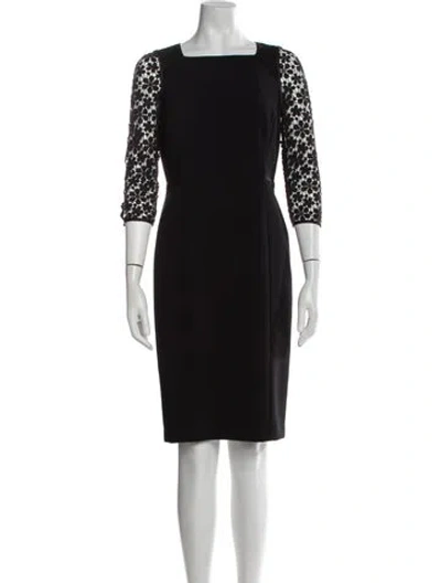 Pre-owned Lafayette 148 Square Neckline Knee-length Dress In Black