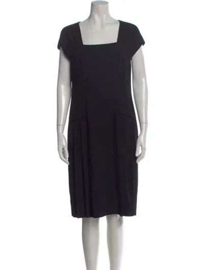 Pre-owned Lafayette 148 Square Neckline Knee-length Dress In Black