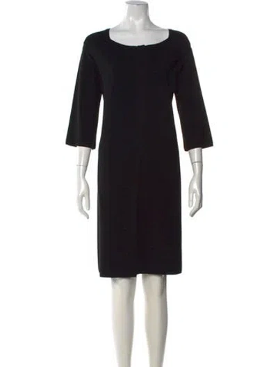 Pre-owned Lafayette 148 Square Neckline Knee-length Dress In Black