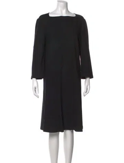 Pre-owned Lafayette 148 Square Neckline Knee-length Dress In Black